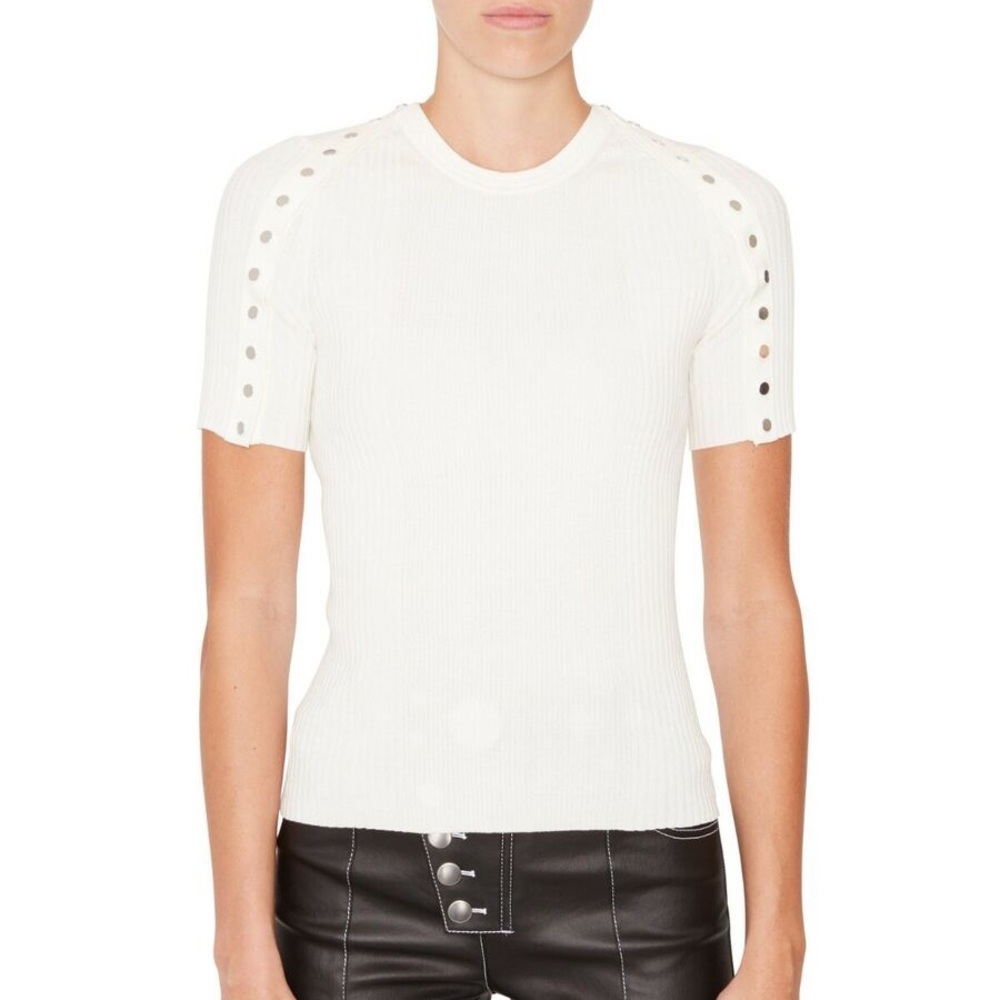 Alexander Wang Snap Button Sleeve Ribbed Top